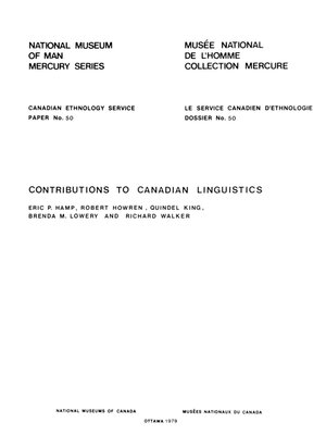 cover image of Contributions to Canadian Linguistics